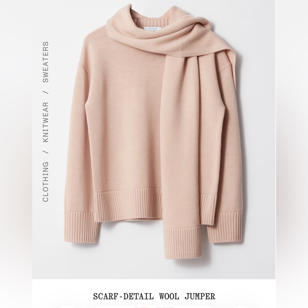 & other stories Scarf-Detail Wool Jumper NWT